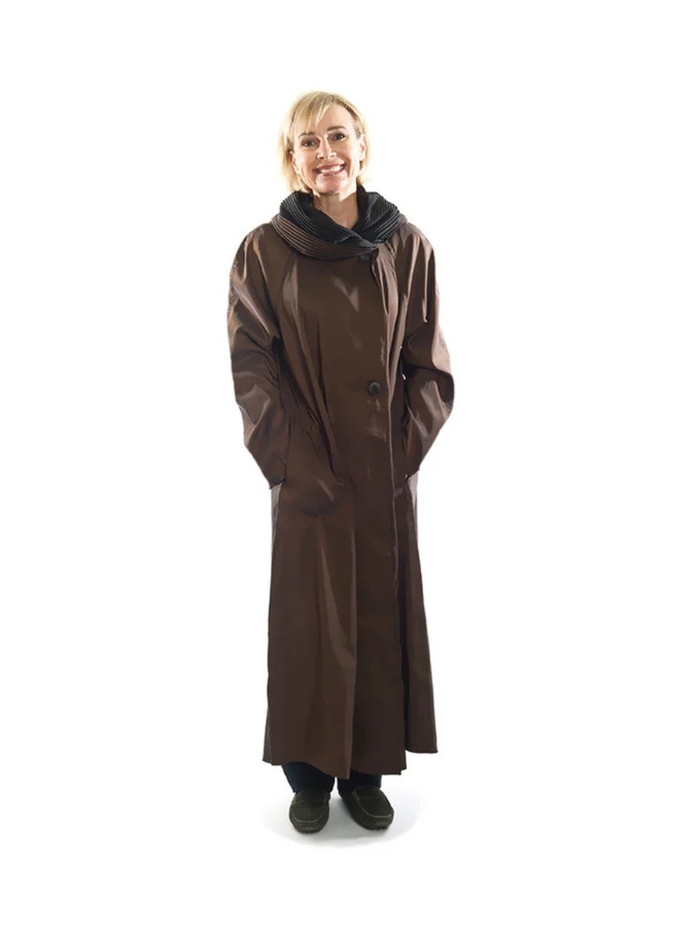 Mycra Pac Donatella Long Reversible Coat Bronze Black
